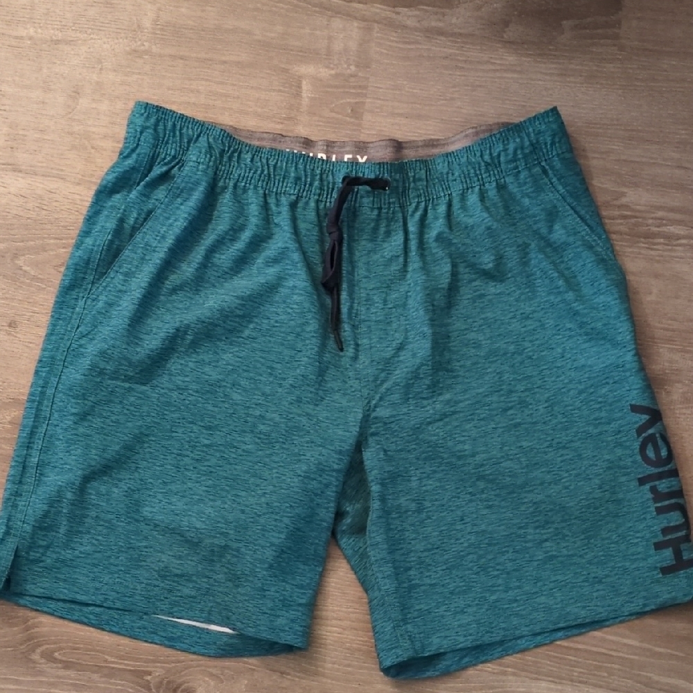 Hurley Teal And Navy Swim Trunk Dual Lined Shorts Size XXL